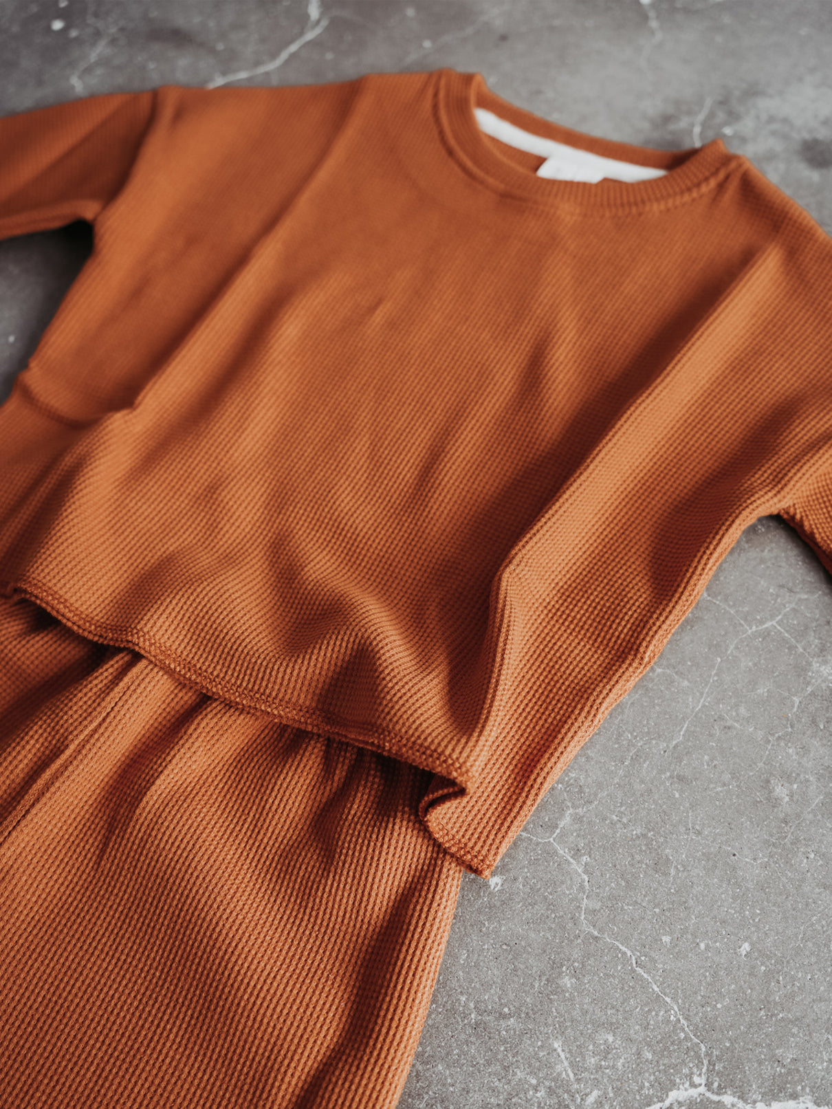 Atelier Rive Matching Sweater in Waffle Rib Cinnamon