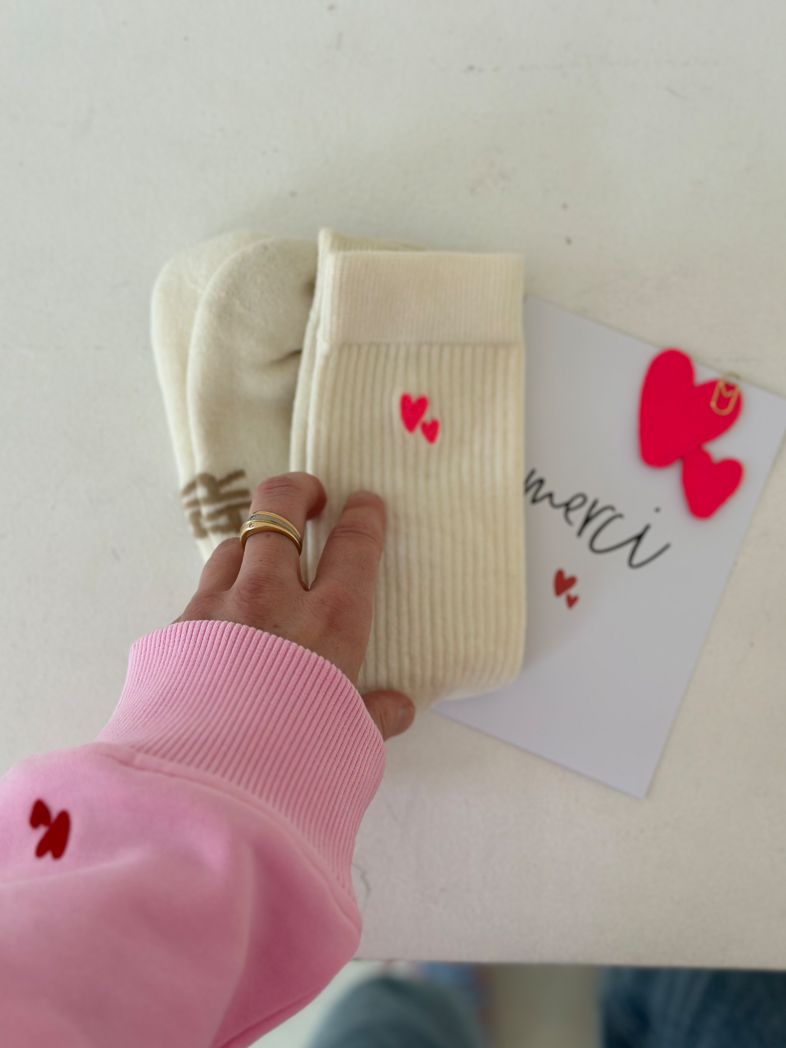Neon Herz Socken und Patch