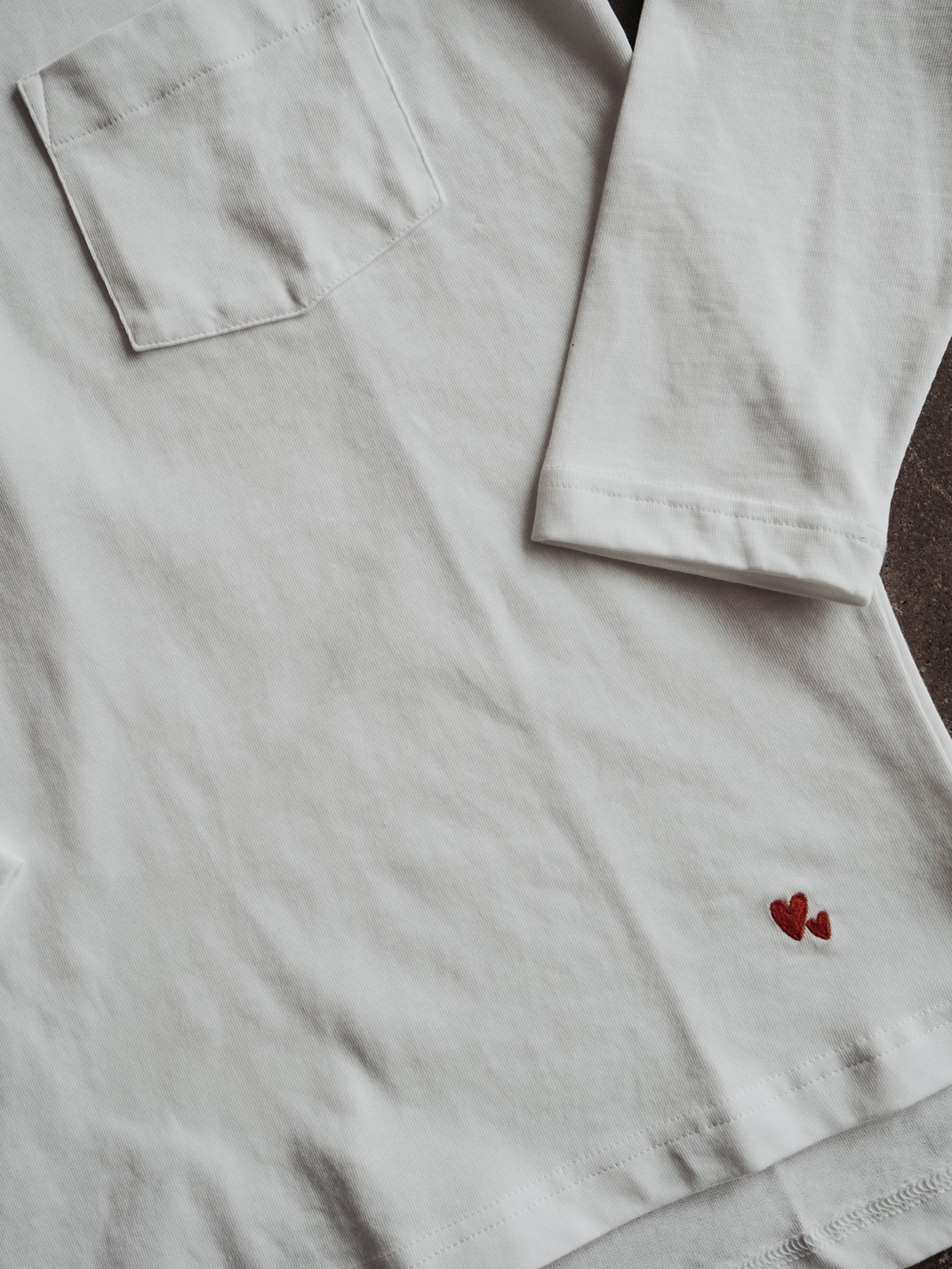 Heart Embroidery on Cool Longsleeve Milk Adults