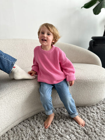 Pinker Kinderpullover für Familien Partnerlook