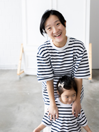 Blaugestreiftes T-Shirt Mutter Tochter Partnerlook