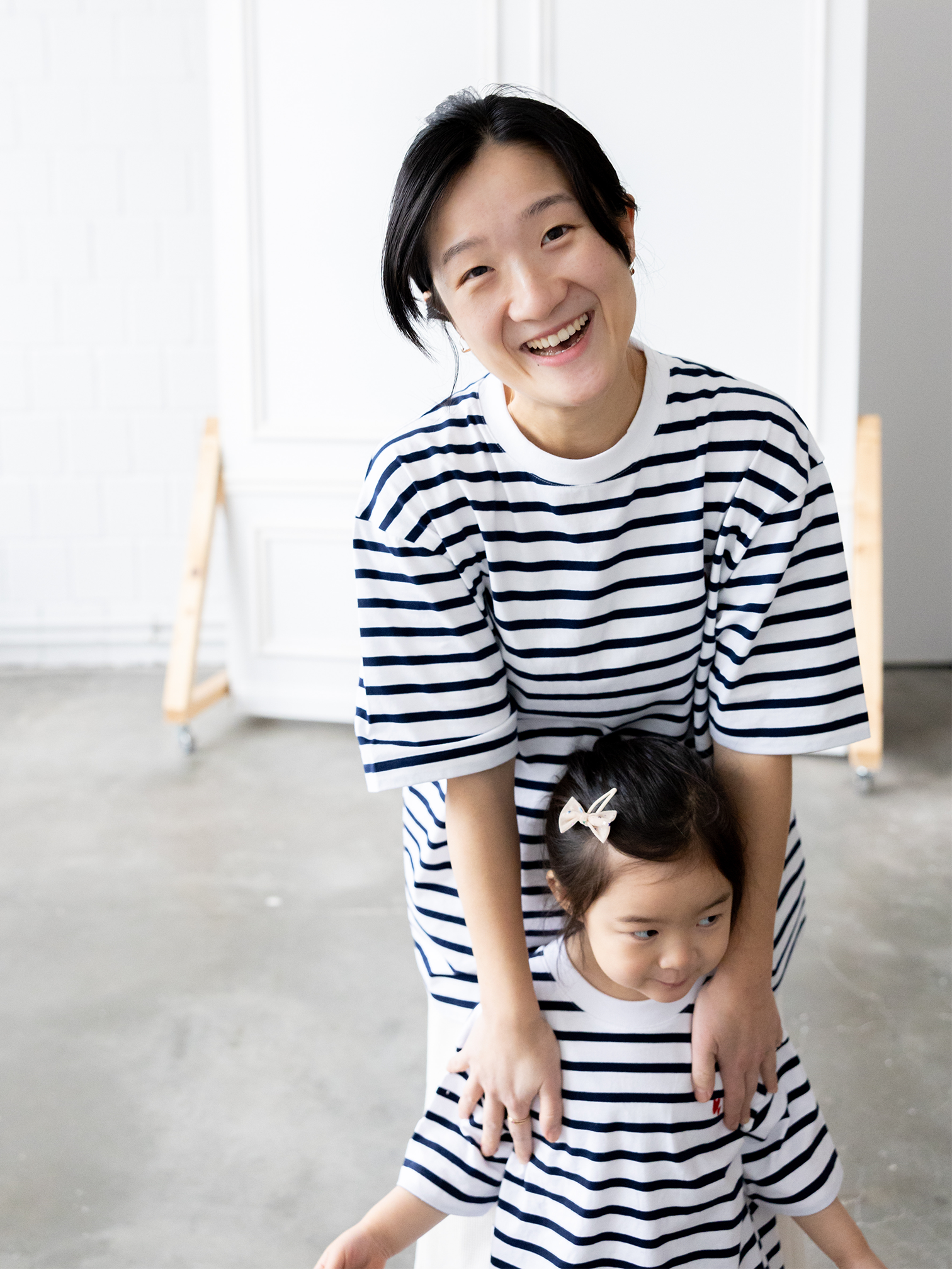 Blaugestreiftes T-Shirt Mutter Tochter Partnerlook