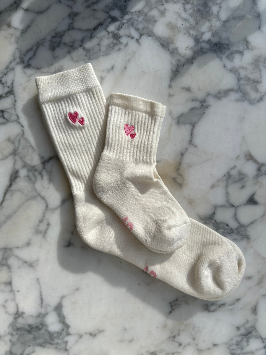 Partnerlook Socken mit rosa Herzen