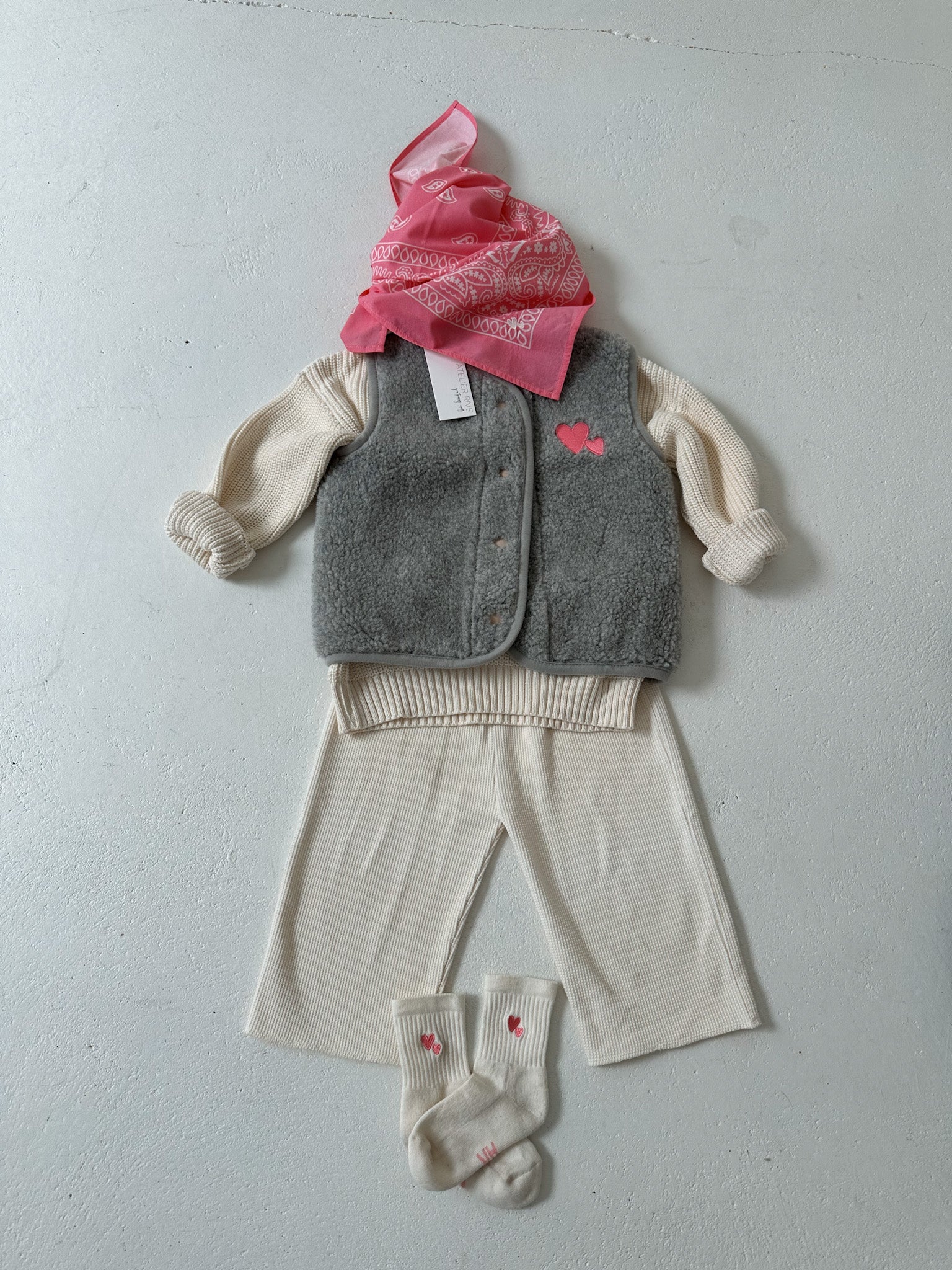 Outfit mit Herz Weste Silver Pink