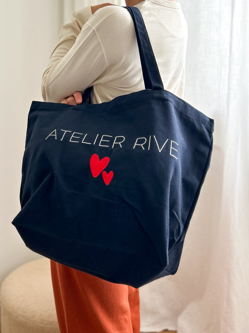 Dunkelblauer Shopper mit Herz