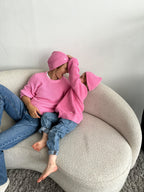 Partnerlook Mutter Kind Beanies in pink und pinke Pullover