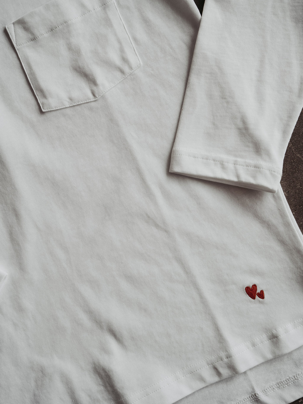 Heart Embroidery on Cool Longsleeve Milk Adults